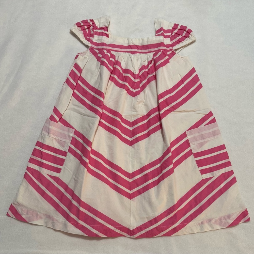 White with pink stripes dress with pockets and lining